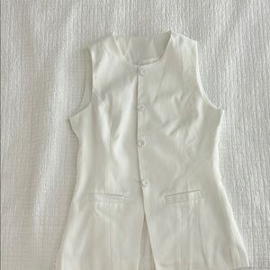 Sleeveless White Button-Up Vest